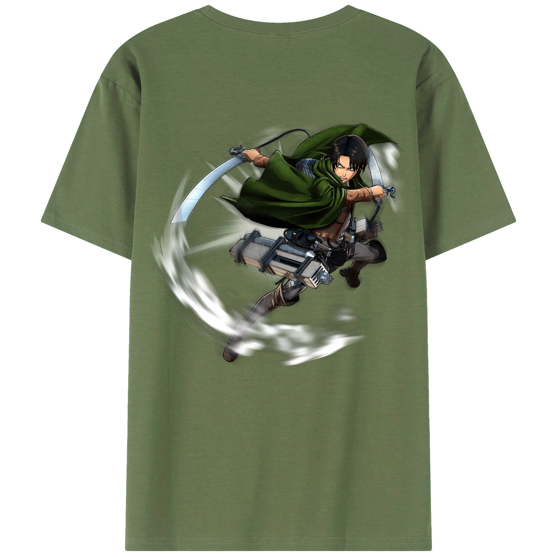 （画像用） 進撃の巨人 リヴァイ·アッカーマン Attack on Titan Levi Ackerman 綿100％ メンズ半袖Tシャツ（バックプリント） 通気性